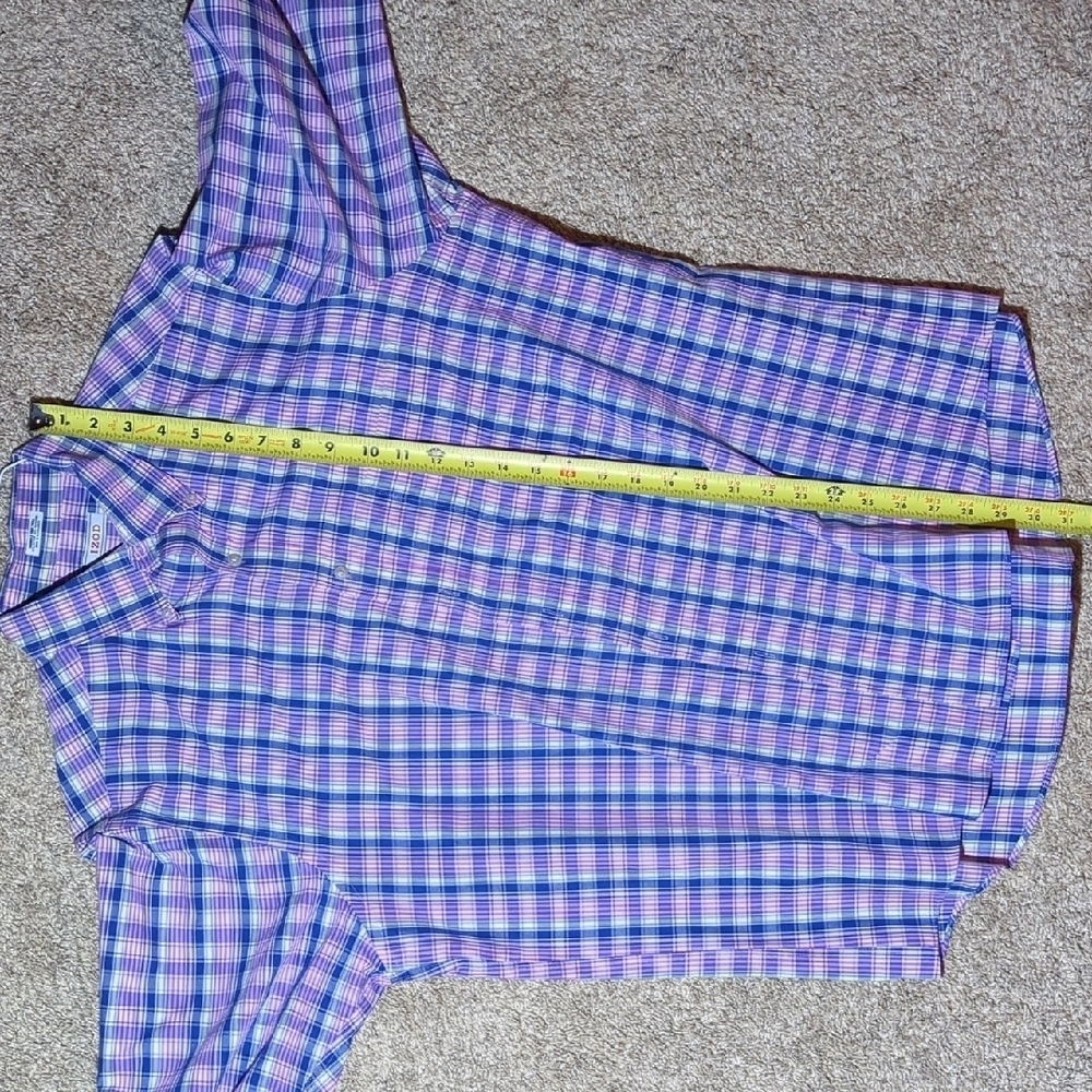 Izod Men's Purple and Blue Checkered Dress Shirt 17, 34-35 - Picture 6 of 7